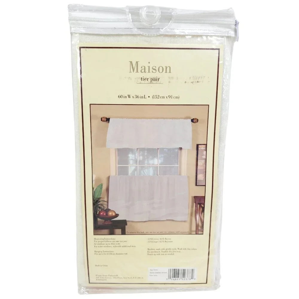 Maison White Chateau Tier Pair Curtains (Set of 3)